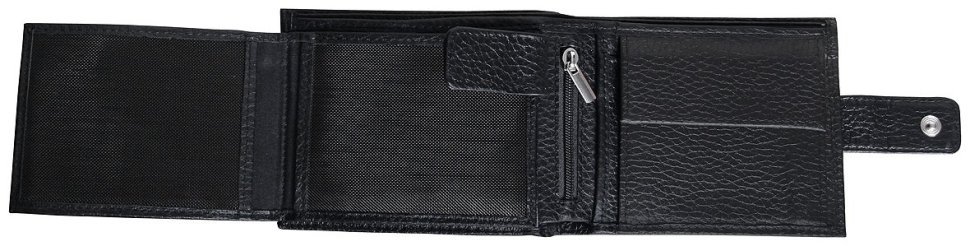 Портмоне горизонтальне зі шкіри флотар на кнопці Vip Collection 102591 (чорне) modnotak фото №4