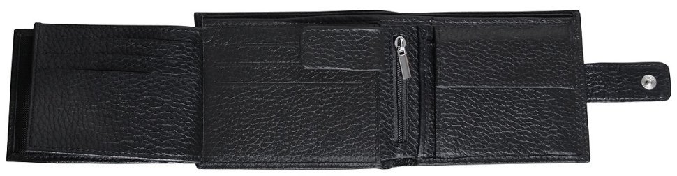 Портмоне горизонтальне зі шкіри флотар на кнопці Vip Collection 102591 (чорне) modnotak фото №5