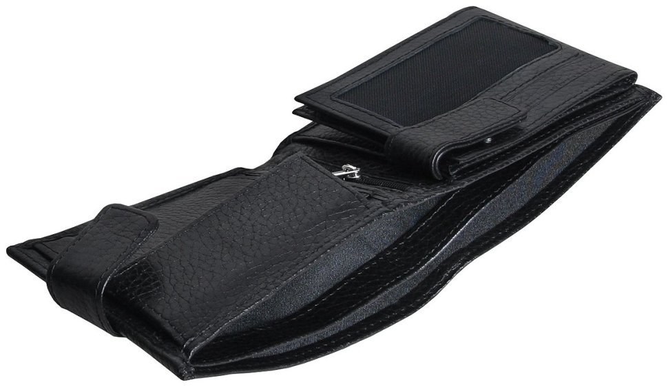 Портмоне горизонтальне зі шкіри флотар на кнопці Vip Collection 102591 (чорне) modnotak фото №6
