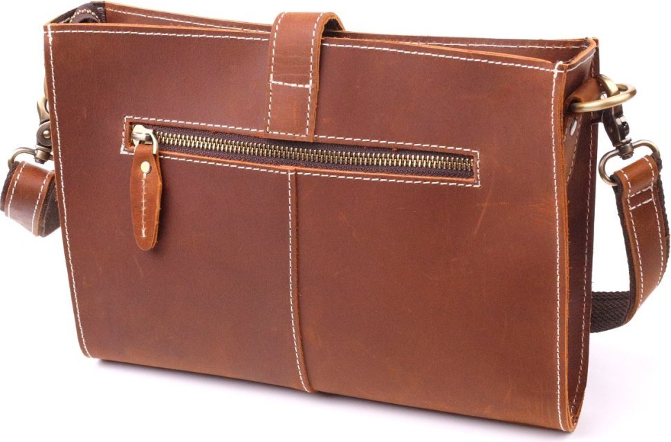 Жіноча вінтажна сумка коричневого кольору з натуральної шкіри Vintage (2421301)
