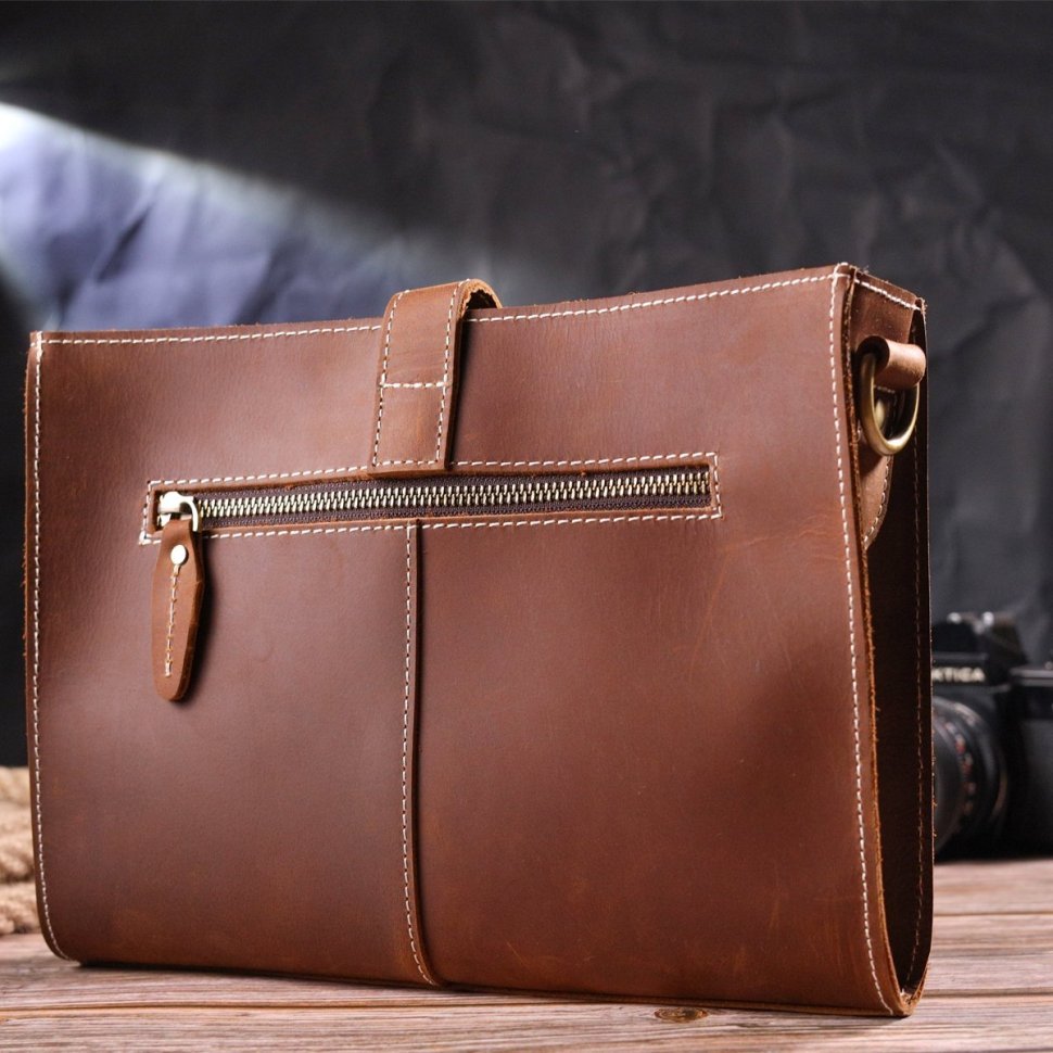 Женская винтажная сумка коричневого цвета из натуральной кожи Vintage (2421301)