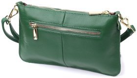 Женская сумка-клатч из натуральной кожи с двумя ремнями Vintage 22647 Зеленая