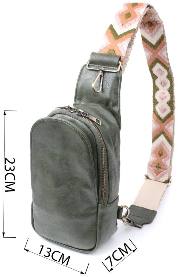 Стильна сумка через плече з екошкіри Vintage 22791 Зелена modnotak фото №3