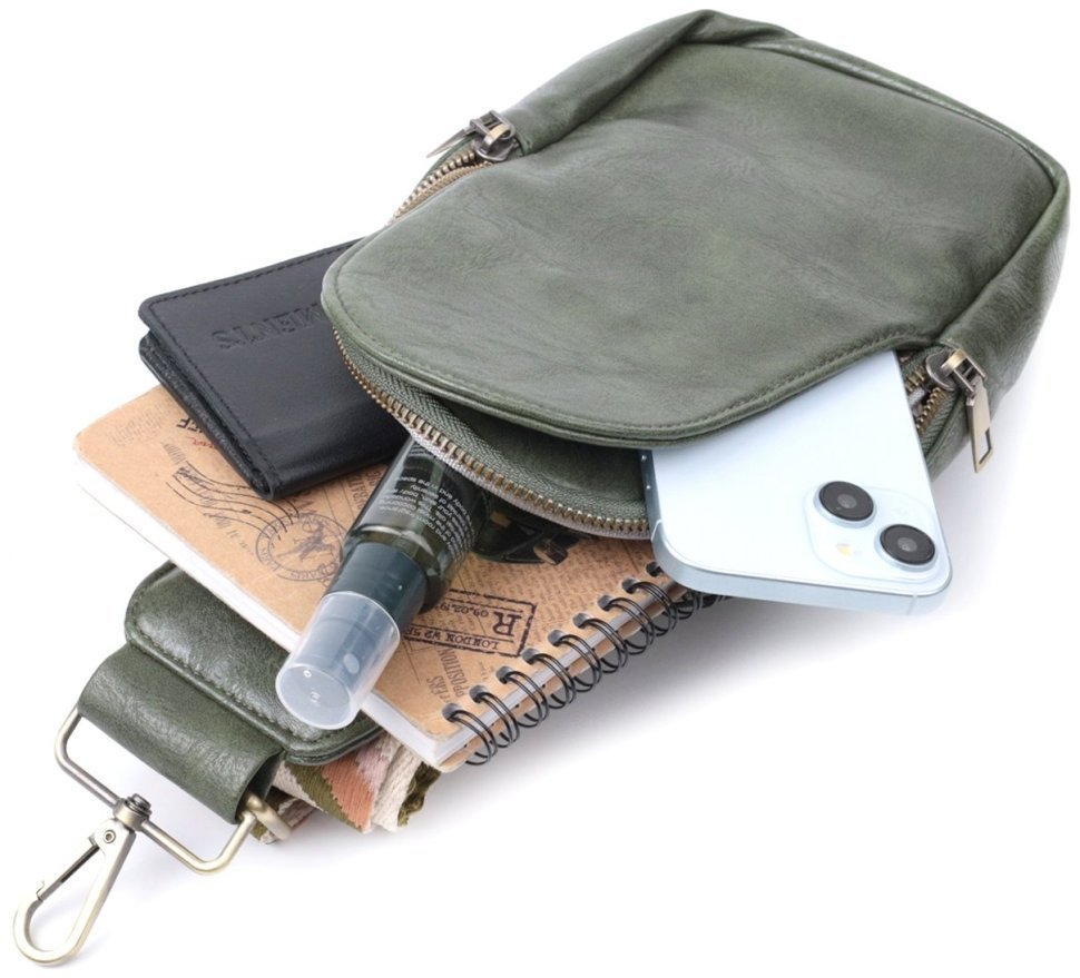 Стильна сумка через плече з екошкіри Vintage 22791 Зелена modnotak фото №7