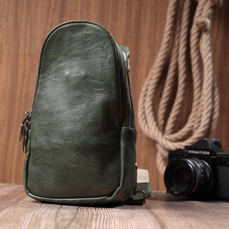 Стильна сумка через плече з екошкіри Vintage 22791 Зелена modnotak фото №8