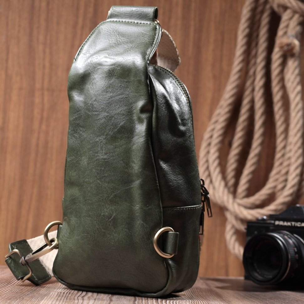 Стильна сумка через плече з екошкіри Vintage 22791 Зелена modnotak фото №9