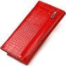 Красный длинный женский кошелек из натуральной кожи с тиснением под крокодила CANPELLINI (2421827) - 2