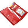 Червоний довгий жіночий гаманець з натуральної шкіри з тисненням під крокодила CANPELLINI (2421827) - 3