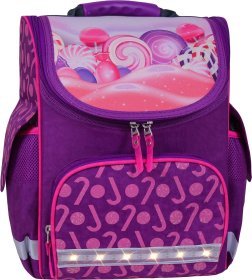 Каркасний фіолетовий рюкзак з текстилю для дівчинки з принтом Bagland 53291