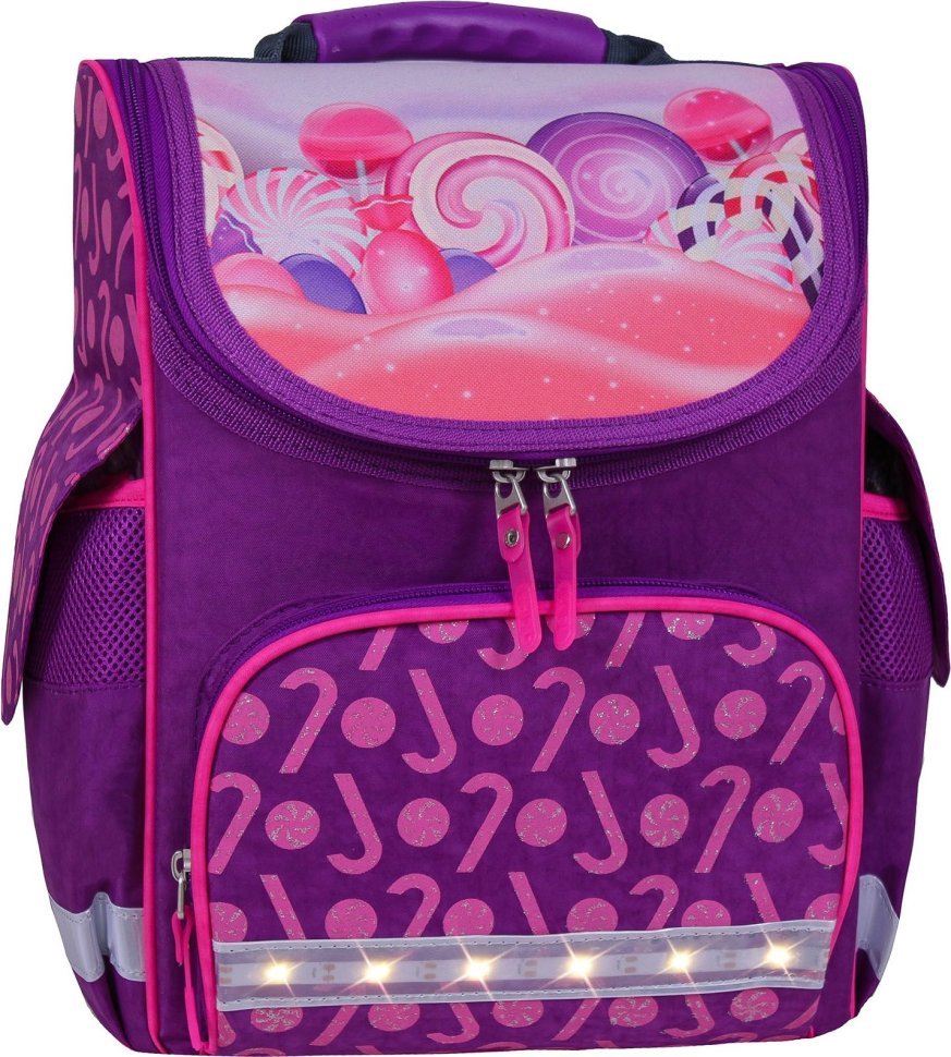 Каркасный фиолетовый рюкзак из текстиля для девочки с принтом Bagland 53291