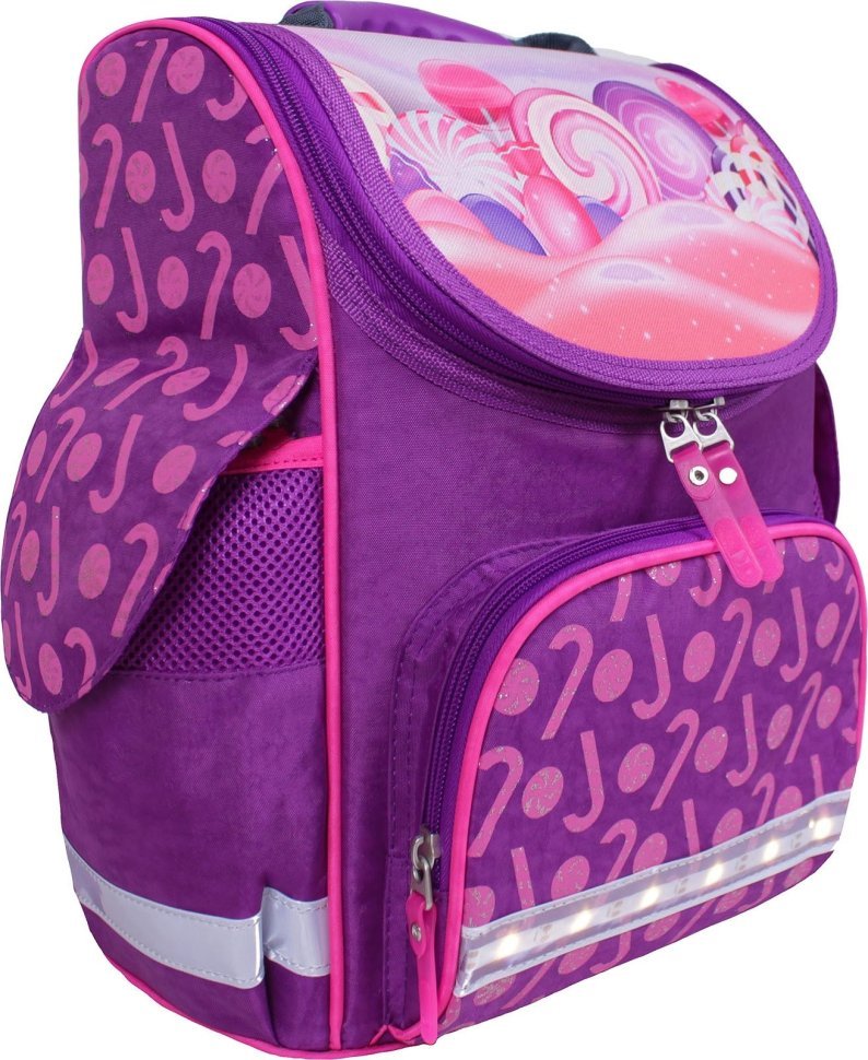 Каркасний фіолетовий рюкзак з текстилю для дівчинки з принтом Bagland 53291