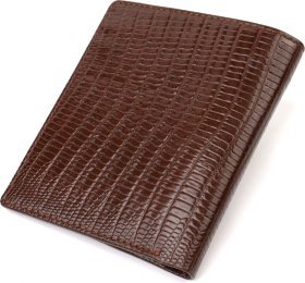 Маленький чоловічий портмоне коричневого кольору з натуральної шкіри під рептилію CANPELLINI (2421927)