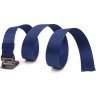 Надежный мужской ремень из синего текстиля с металлической пряжкой Vintage (2420596) - 5