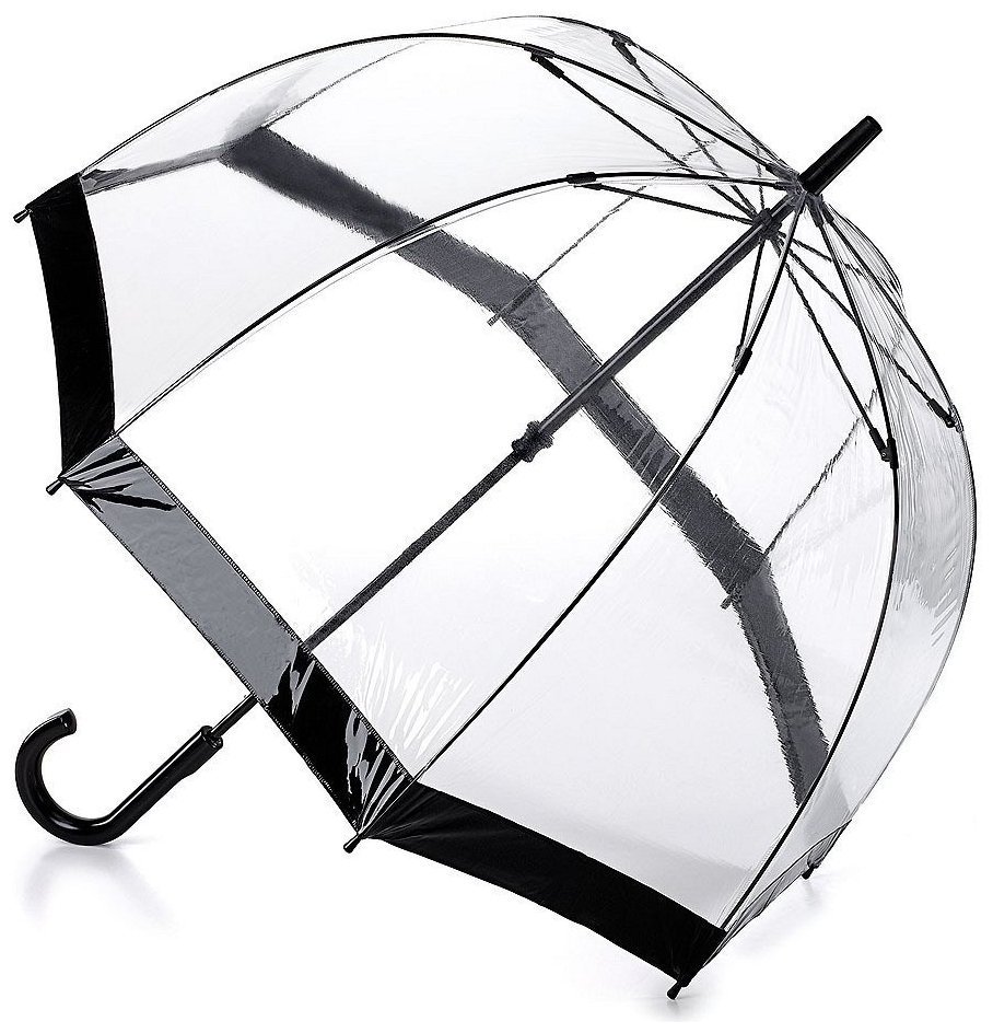 Зонт-трость женский Fulton Birdcage-1 L041 Black (Механика, прозрачный с черными вставками) 93791 modnotak фото №1
