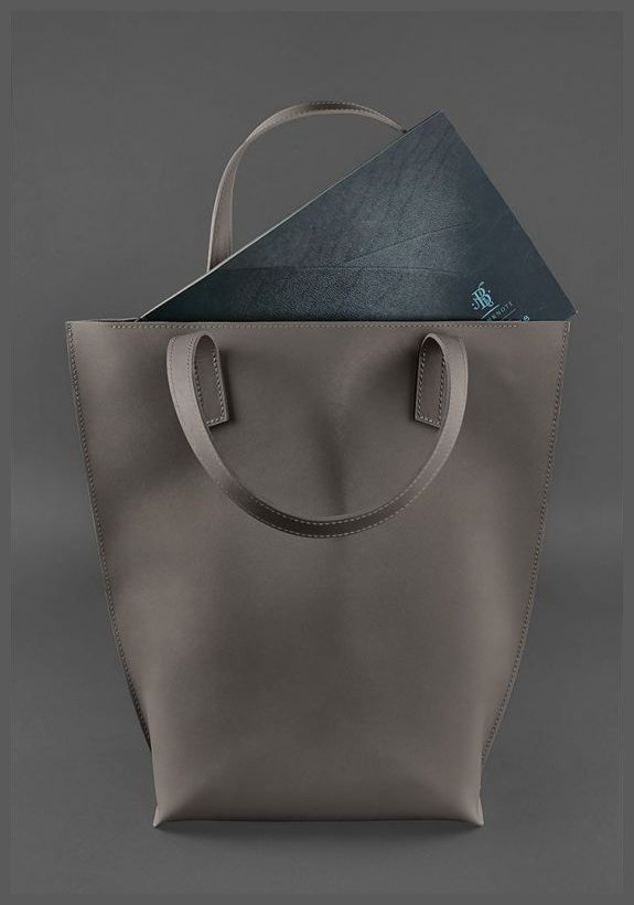Вместительная сумка шоппер темно-бежевого цвета из натуральной кожи BlankNote D.D. (12739)