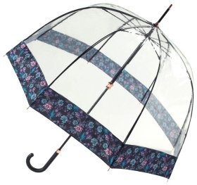 Женский зонт-трость Fulton Birdcage-2 Luxe L866 Luminous Floral (механика, прозрачный с цветочным принтом) 93891