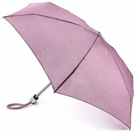 Женский мини-зонт Fulton L501 Tiny-2 Glitter Stars (складной, механика, розовый с принтом звезд) 93991