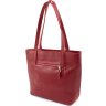 Червона жіноча сумка-шоппер із гладкої шкіри з довгими ручками Grande Pelle (19073) - 9