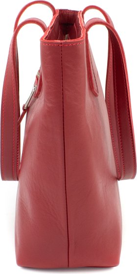Красная женская сумка-шоппер из гладкой кожи с длинными ручками Grande Pelle (19073) - 2