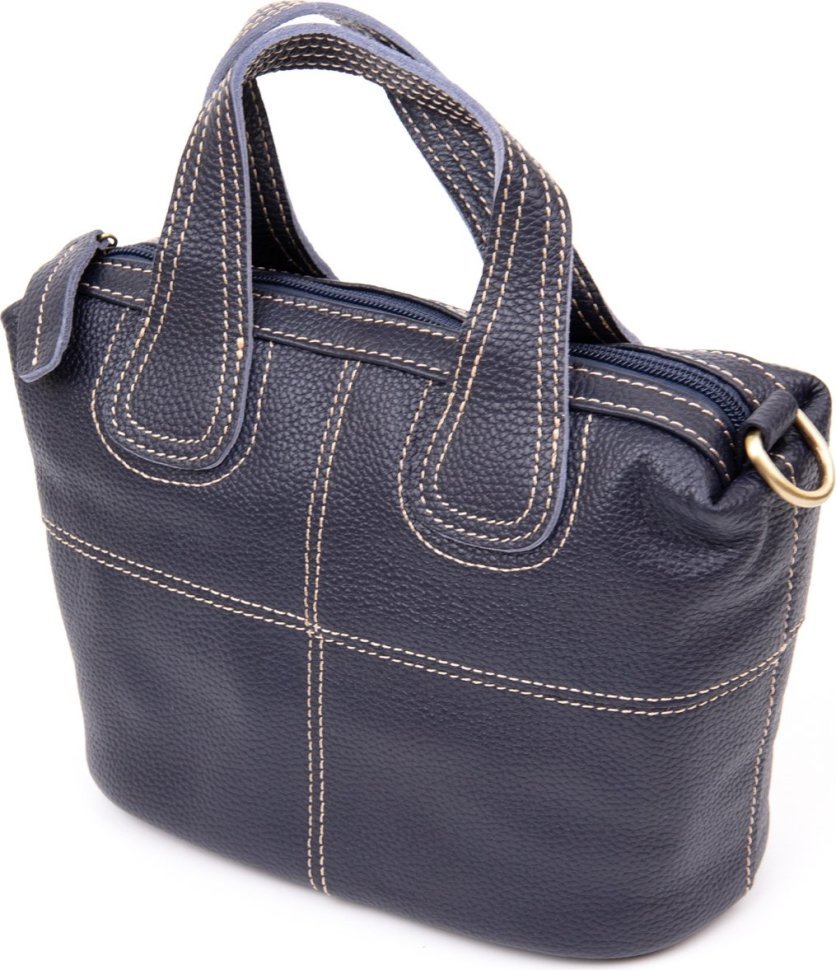 Синя жіноча сумка на блискавці зі шкіри флотар Vintage (20406)