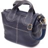 Синя жіноча сумка на блискавці зі шкіри флотар Vintage (20406) - 2