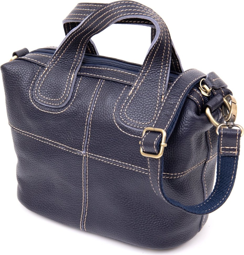 Синяя женская сумка на молнии из кожи флотар Vintage (20406)