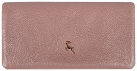 Вместительный женский кошелек из кожи флотар на кнопке с RFID-защитой Ashwood J56 94191 пудрового цвета