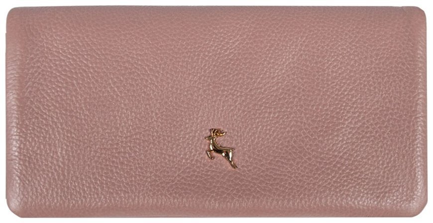 Місткий жіночий гаманець із шкіри флотар на кнопці з RFID-захистом Ashwood J56 94191 пудрового кольору modnotak фото №1