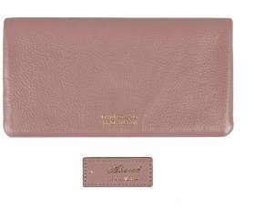 Вместительный женский кошелек из кожи флотар на кнопке с RFID-защитой Ashwood J56 94191 пудрового цвета