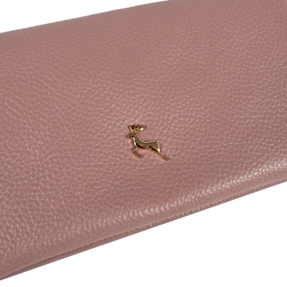 Місткий жіночий гаманець із шкіри флотар на кнопці з RFID-захистом Ashwood J56 94191 пудрового кольору modnotak фото №7