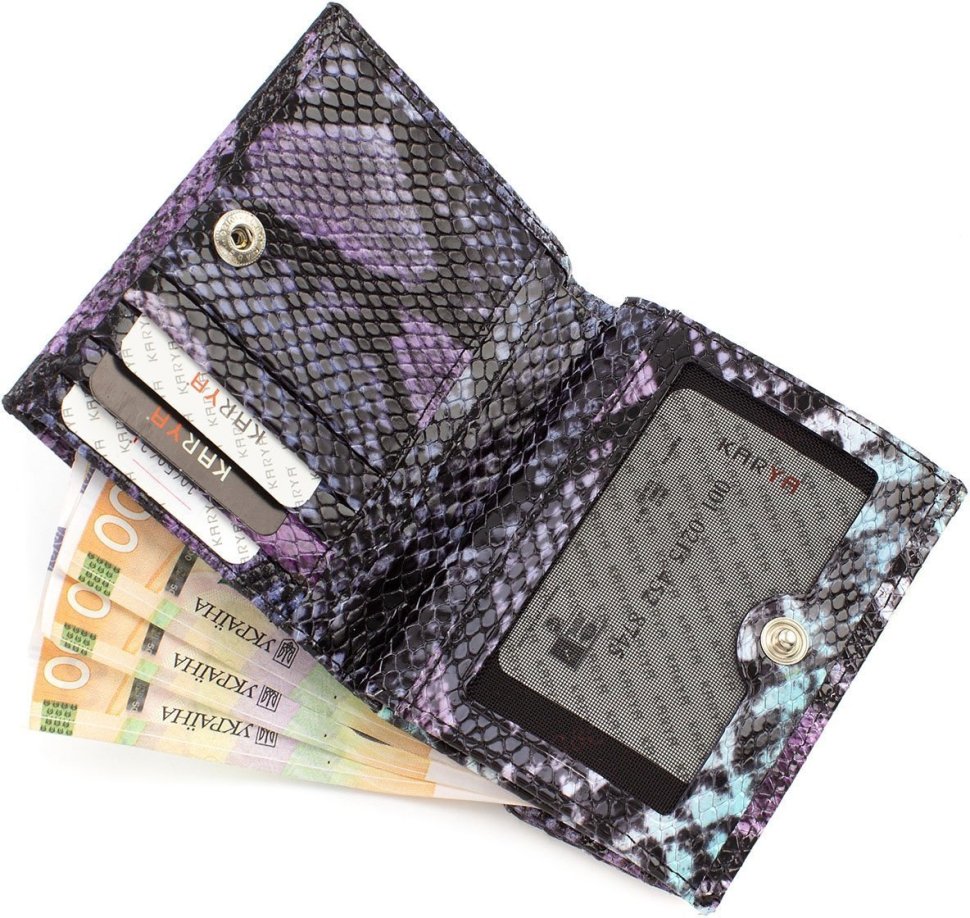 Оригінальний різнокольоровий жіночий гаманець з натуральної шкіри KARYA (1065-063)