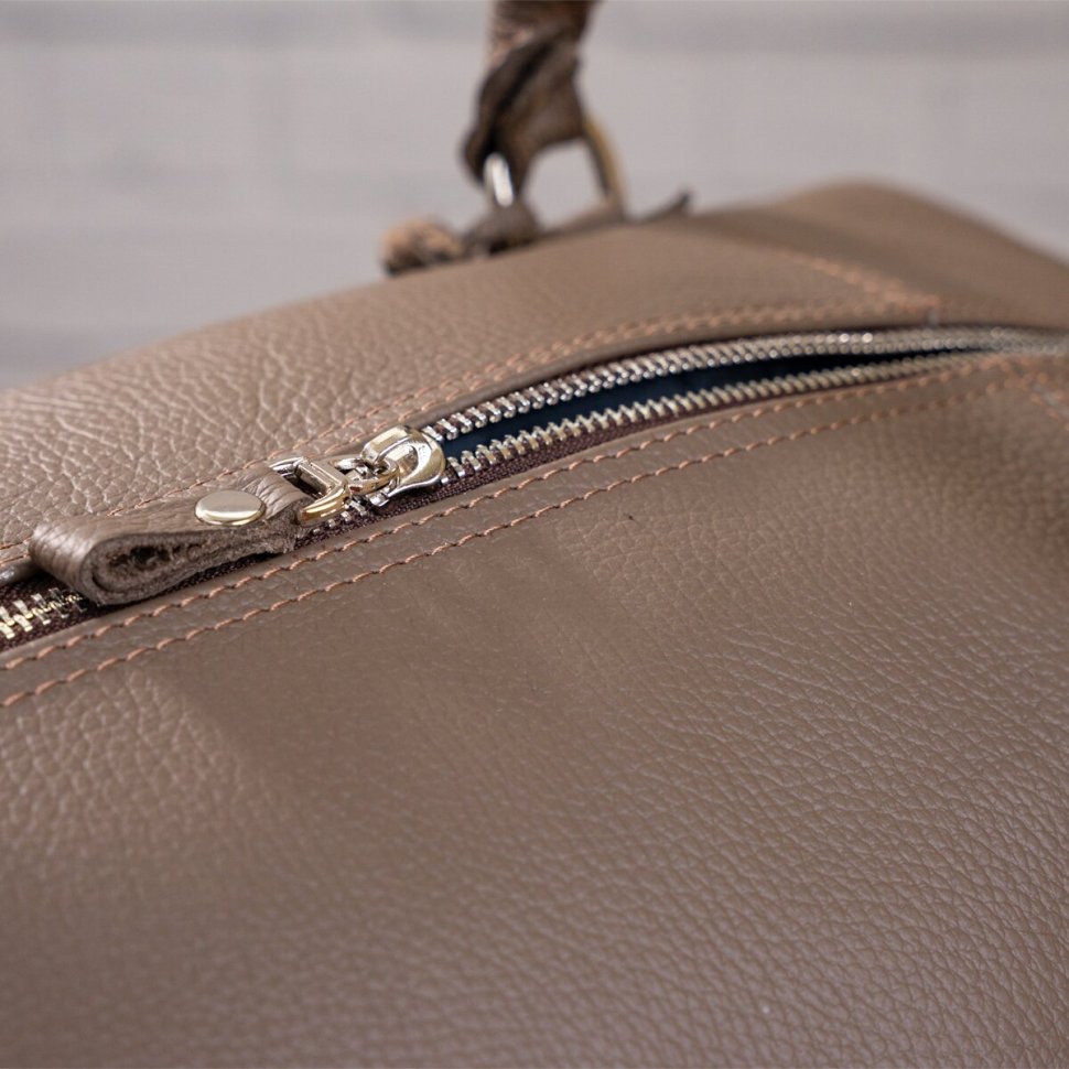 Сіра дорожня сумка великого розміру з натуральної шкіри SHVIGEL (00889)