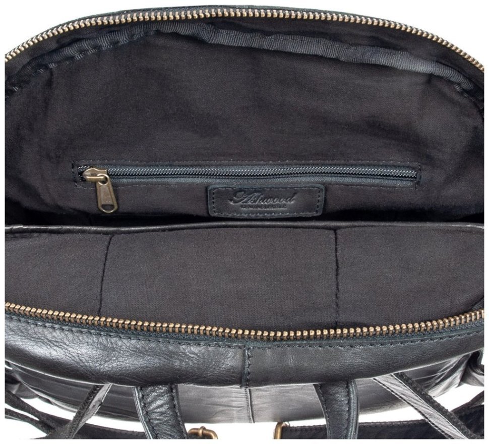 Мужской рюкзак из натуральной кожи на 1 отделение Ashwood Ruben черного цвета 94491 (Великобритания) modnotak фото №8