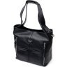 Черная женская кожаная сумка-шоппер с накладными карманами KARYA (2420877) - 1