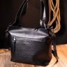Чорна жіноча шкіряна сумка-шоппер з накладними кишенями KARYA (2420877) - 10