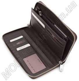 Фирменный мужской коричневый клатч на молнии KARYA (18427) УЦЕНКА