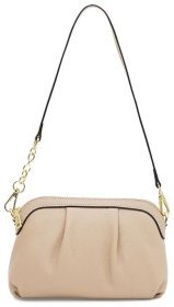 Стильная женская сумка из фактурной кожи на плече бежевого цвета Borsa Leather 94691