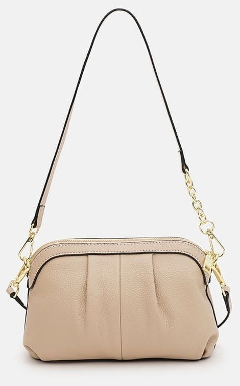 Стильная женская сумка из фактурной кожи на плече бежевого цвета Borsa Leather 94691 фото №3 Стильная женская сумка из фактурной кожи на плече бежевого цвета Borsa Leather 94691 modnotak фото №3