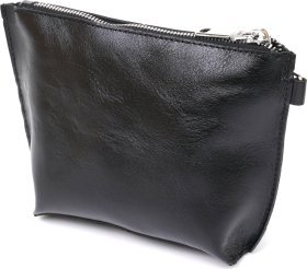 Черная косметичка из гладкой кожи высокого качества Shvigel (16409)