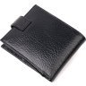 Класичний чоловічий гаманець із натуральної шкіри чорного кольору з хлястиком на кнопці KARYA (2421077) - 2