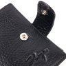 Классический мужской кошелек из натуральной кожи черного цвета с хлястиком на кнопке KARYA (2421077) - 3