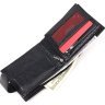 Класичний чоловічий гаманець із натуральної шкіри чорного кольору з хлястиком на кнопці KARYA (2421077) - 5