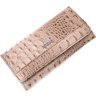 Бежевий горизонтальний жіночий гаманець з натуральної шкіри з тисненням під крокодила KARYA (2421177) - 1
