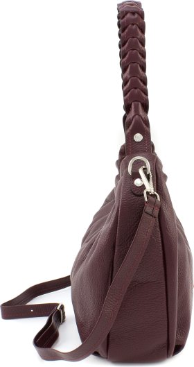 Шкіряна жіноча сумка-хобо у марсаловому кольорі KARYA (21024) - 2