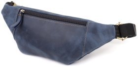Стильная мужская сумка-бананка из натуральной винтажной кожи Shvigel 95091 Синего цвета
