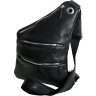 Чоловіча чорна сумка-слінг з натуральної шкіри з безліччю кишень Vip Collection (21099) - 1