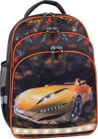 Шкільний рюкзак для хлопчиків із текстилю кольору хакі з автомобілем Bagland (55391)