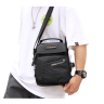Вместительная мужская сумка барсетка из прочного текстиля через плечо Confident черного цвета 95491 modnotak фото - 11