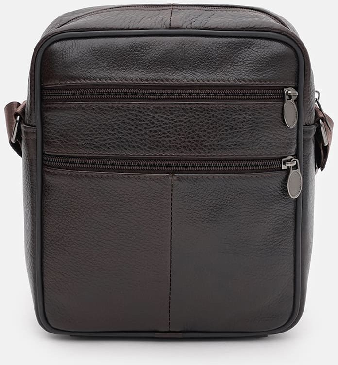 Невелика чоловіча шкіряна сумка-планшет темно-коричневого через плече Keizer (55991)
