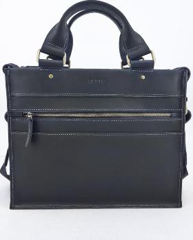 Шкіряна ділова сумка чорного кольору з ручками і плечовим ременем VATTO (11733)